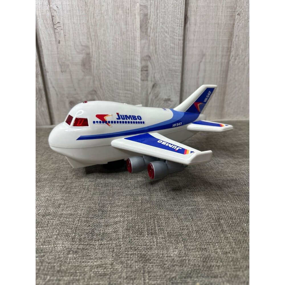 Vintage Sonic Jumbo Jet Toy Airplane With Lights & Sounds HK 627 White Blue - Picture 4 of 9